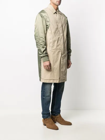 Dsquared2 Contrast-sleeve Single-breasted Coat In Neutrals