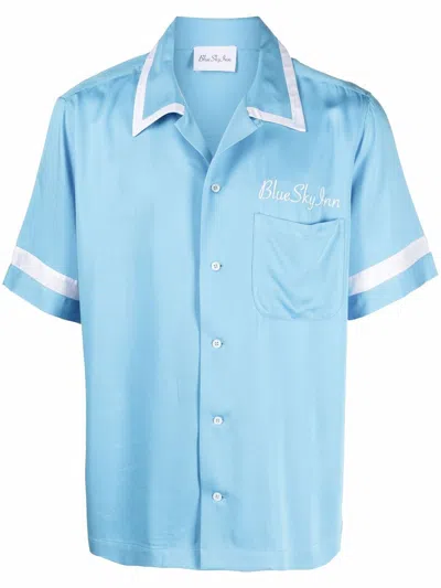 Shop Blue Sky Inn Contrast-trim Embroidered Logo Shirt