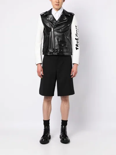 Shop Black Comme Des Garçons Contrasting-sleeves Biker Jacket