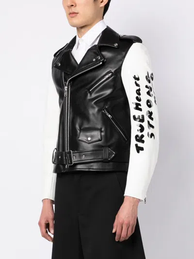 Shop Black Comme Des Garçons Contrasting-sleeves Biker Jacket