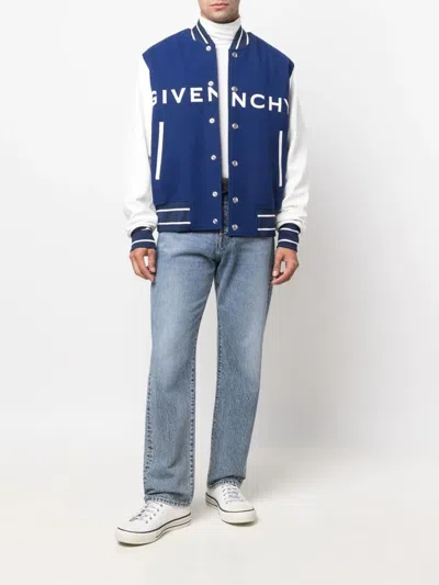 Givenchy Mixed Media Logo Wool Blend Varsity Jacket
