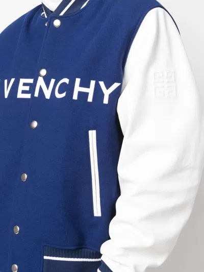 Givenchy Mixed Media Logo Wool Blend Varsity Jacket