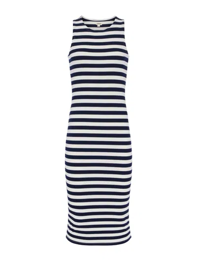 Shop L Agence Nura Sleeveless Midi Dress In Navy/white Stripe