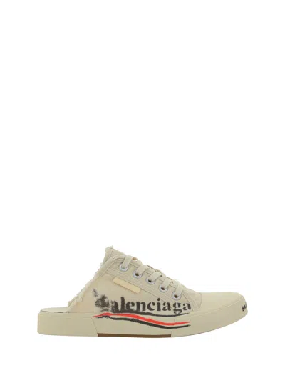 Shop Balenciaga Women Paris Political Sneakers In White