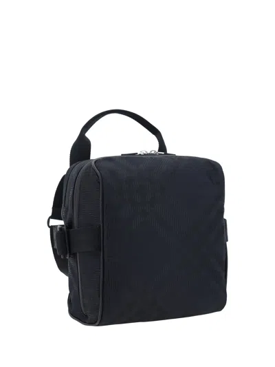 Shop Burberry Men Check Jacquard Shoulder Bag In Black