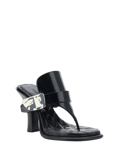 Shop Burberry Women Bay Sandals In Black