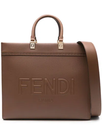 Shop Fendi Women Sunshine Medium Shopper Bag In Brown