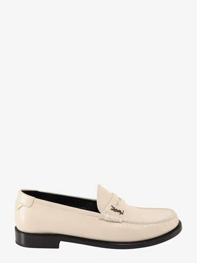 Shop Saint Laurent Woman Loafer Woman Beige Loafers In Cream