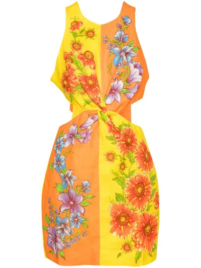 Shop Alemais Alémais Jude Twist Mini Dress Clothing In Yellow & Orange