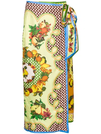 Shop Alemais Alémais Lemonis Silk Skirt Clothing In Multicolour