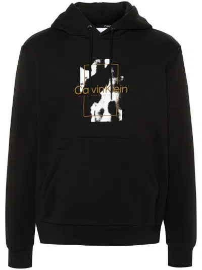 Shop Calvin Klein Camo Logo Hoodie Clothing In Black