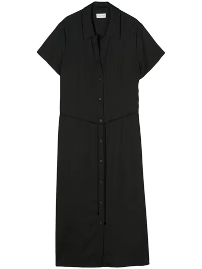 Shop Calvin Klein Recycled Cdc Midi Shirt Dress Clothing In Black