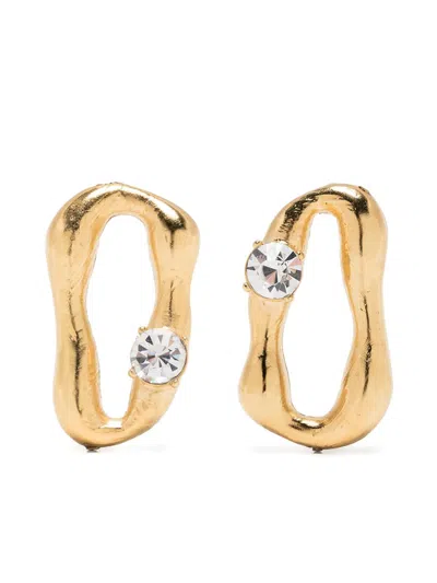 Shop Forte Forte Forte_forte Strass Sculpture Earrings 18k Gold Plated Accessories In Grey
