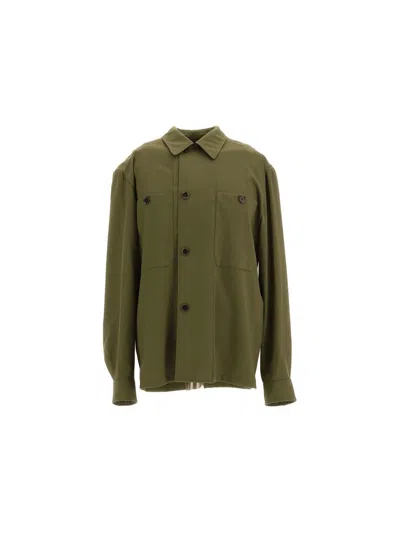 Shop Lemaire Shirts In Smoky Green