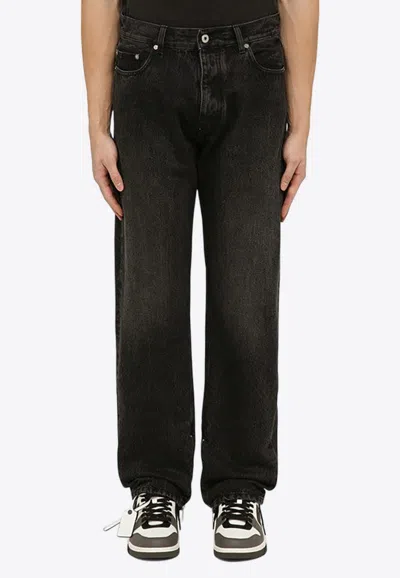 Shop Off-white Arrows Patch Straight-leg Jeans In Black