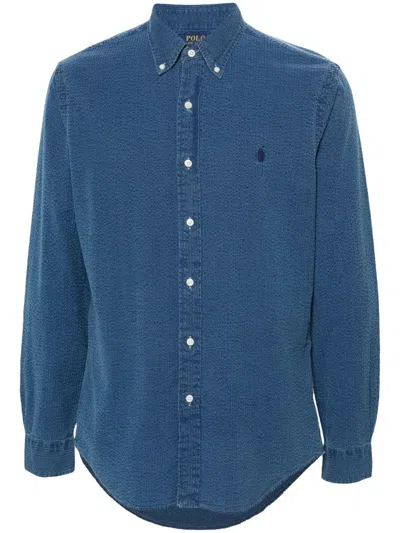 Shop Polo Ralph Lauren Long Sleeve-sport Shirt Clothing In Dark Indigo