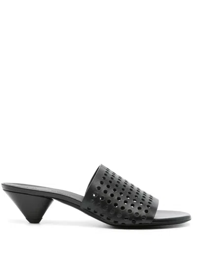 Shop Proenza Schouler Perforated Cone Sandals - 40mm Shoes In Black