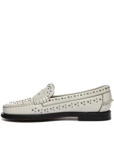 Sebago Classic Dan Loafer White With Studs In Animal Print