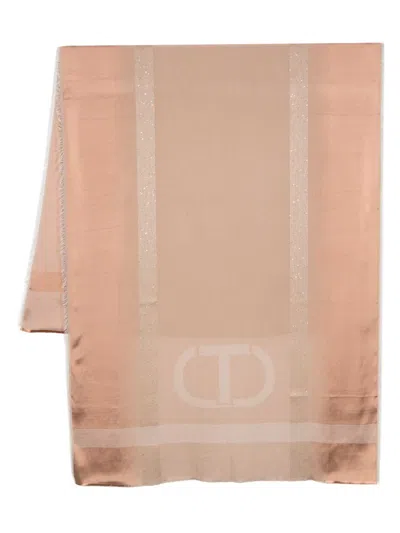 Shop Twinset Scarf Accessories In Nude & Neutrals