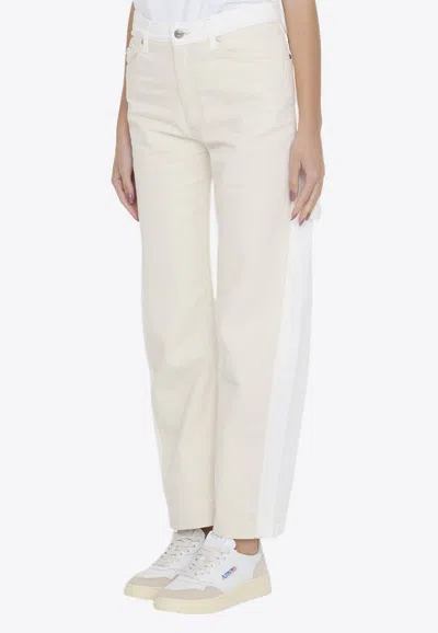 Stella Mccartney Banana Leg Utility Jeans In Beige