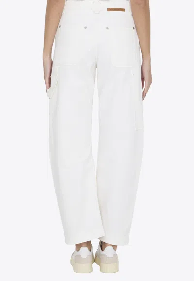 Shop Stella Mccartney Banana Leg Utility Jeans In Beige