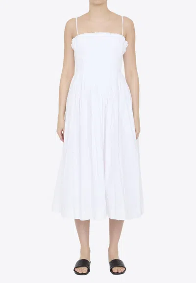 Shop Staud Bella Sleeveless Midi Dress In White