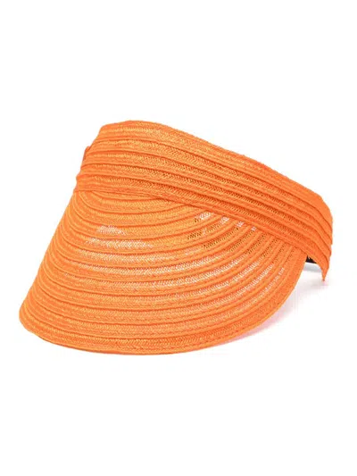 Shop Borsalino Braided Visor Accessories In Yellow & Orange