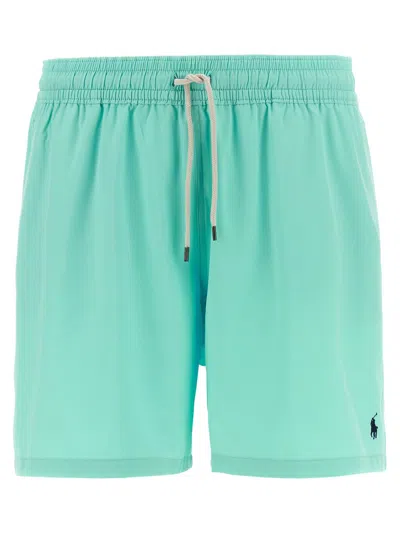 Shop Polo Ralph Lauren Logo Embroidery Swim Shorts In Blue
