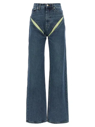 Shop Y/project 'evergreen Cut Out' Jeans In Blue