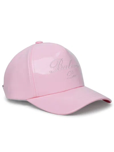 Shop Balmain Pink Polyester Cap