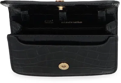 Shop Ami Alexandre Mattiussi Ami Paris Paris Paris Leather Card Holder With Strap In Black