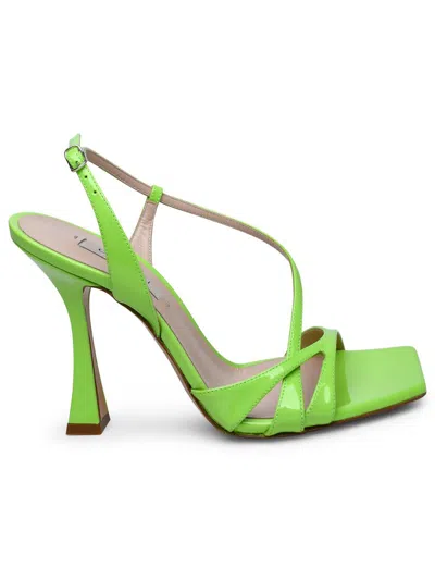 Shop Casadei 'geraldine' Spirulina Leather Sandals In Green