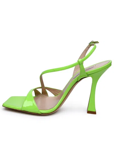 Shop Casadei 'geraldine' Spirulina Leather Sandals In Green