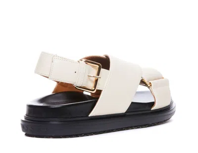 Shop Marni Ivory Leather Sandals In Avorio
