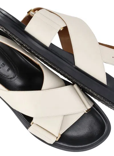 Shop Marni Ivory Leather Sandals In Avorio