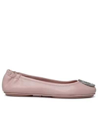 Shop Tory Burch 'minnie Travel' Pink Leather Ballet Flats