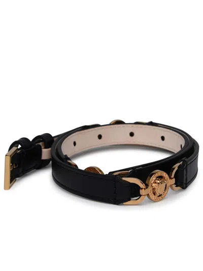 Shop Versace Black Leather Low Belt