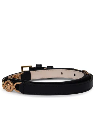 Shop Versace Black Leather Low Belt
