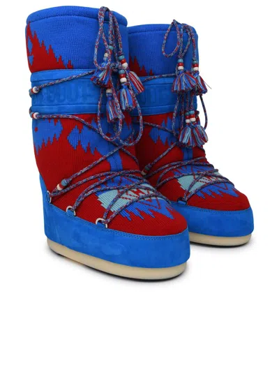 Shop Alanui X Moon Boot Icon Knit In Blue And Red Wool