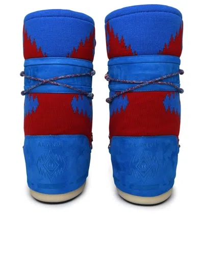 Shop Alanui X Moon Boot Icon Knit In Blue And Red Wool