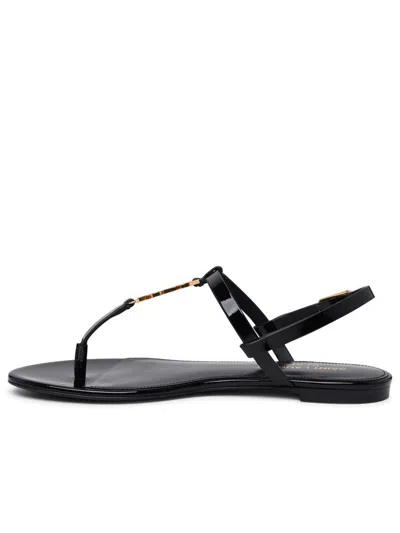 Shop Saint Laurent 'cassandra' Sandals In Black Calf Leather