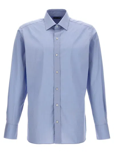 Shop Tom Ford Poplin Cotton Shirt In Blue