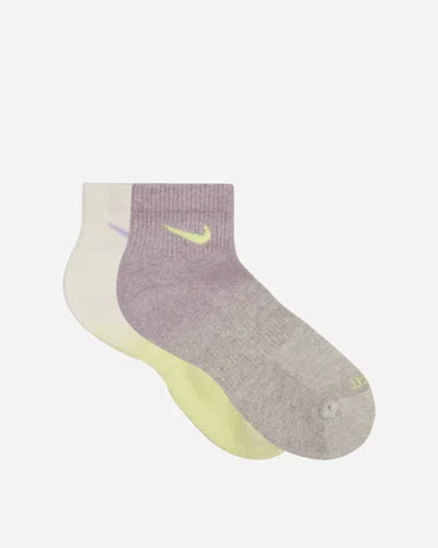 Shop Nike Everyday Plus Cushioned Ankle Socks Yellow / Purple / Cream In Multicolor