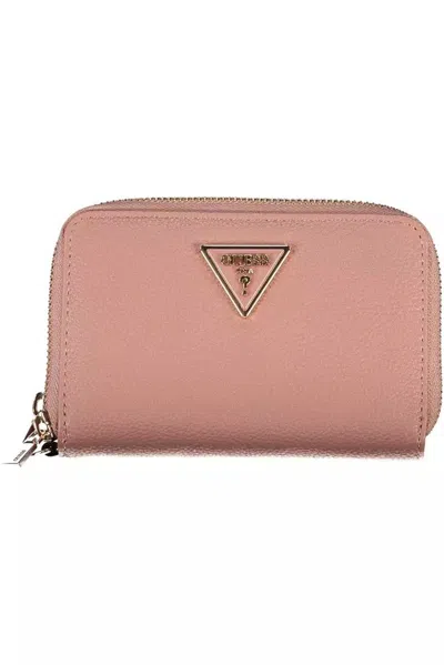 Shop Guess Jeans Chic Pink Double Wallet With Contrasting Accents