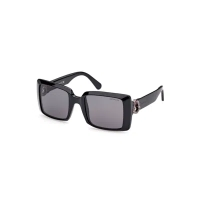 Shop Moncler Chic Rectangular Black Lens Sunglasses