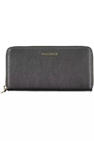 Shop Coccinelle Elegant Black Leather Wallet With Multiple Compartments