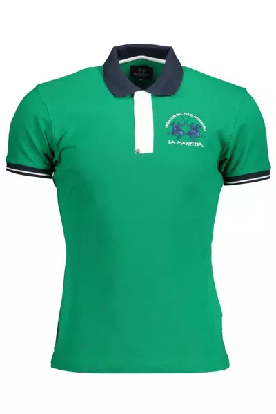Shop La Martina Green Cotton Polo Shirt