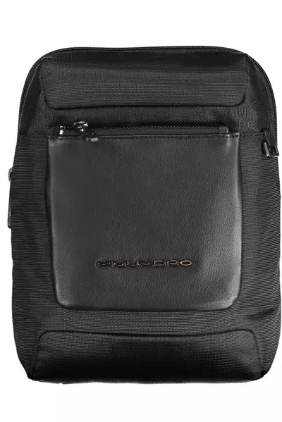 Shop Piquadro Sleek Black Recycled Material Shoulder Bag