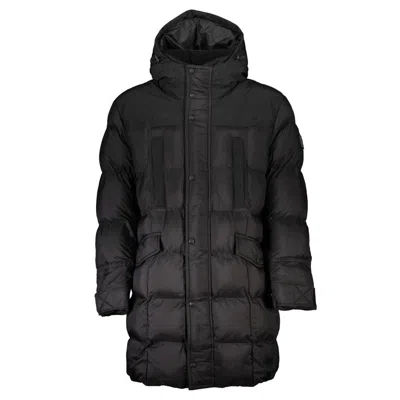 Shop Hugo Boss Sleek Hooded Black Polyamide Jacket