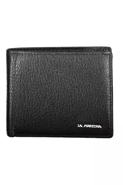 Shop La Martina Sophisticated Black Leather Dual Compartment Wallet